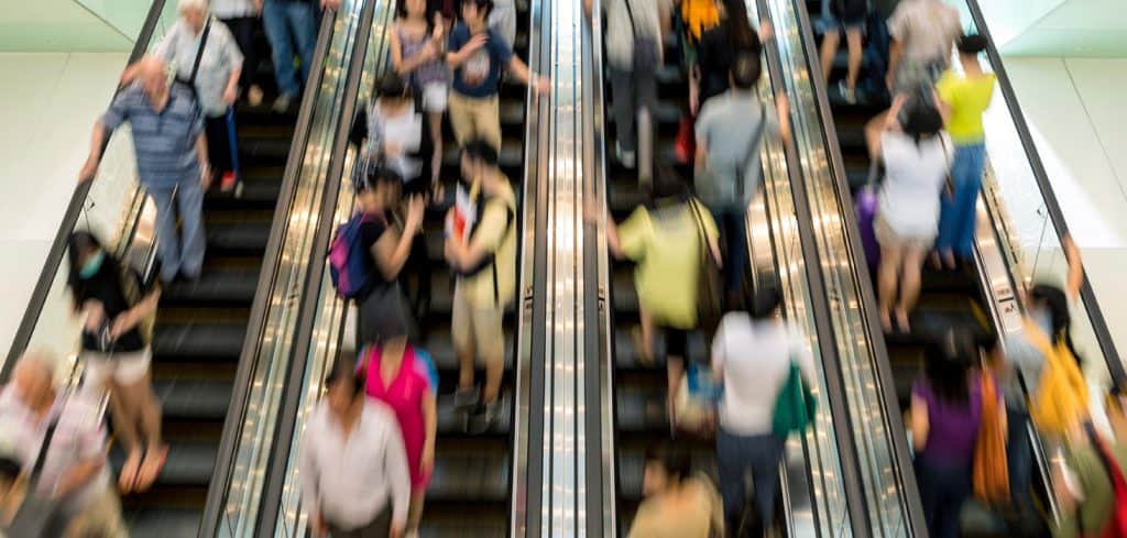 People on escalator