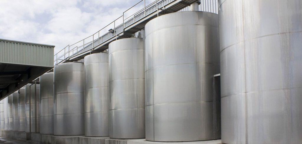 Large dairy vats