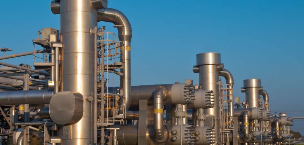 An oil and gas refinery