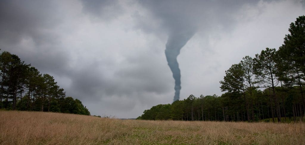 A tornado forming in the distance