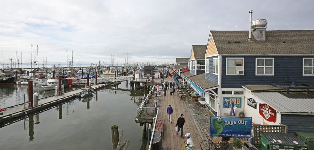 A commercial fishing harbour