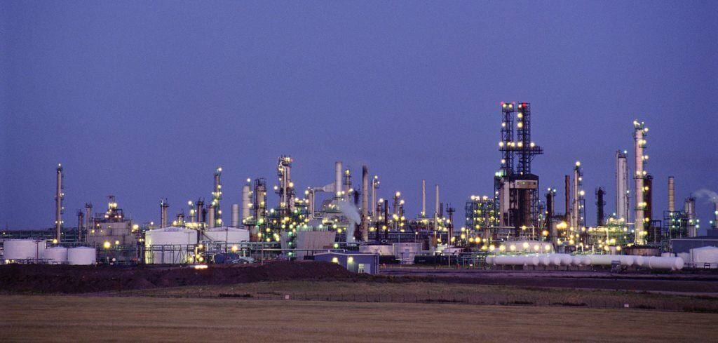 Refinery at night in Saskatchewan