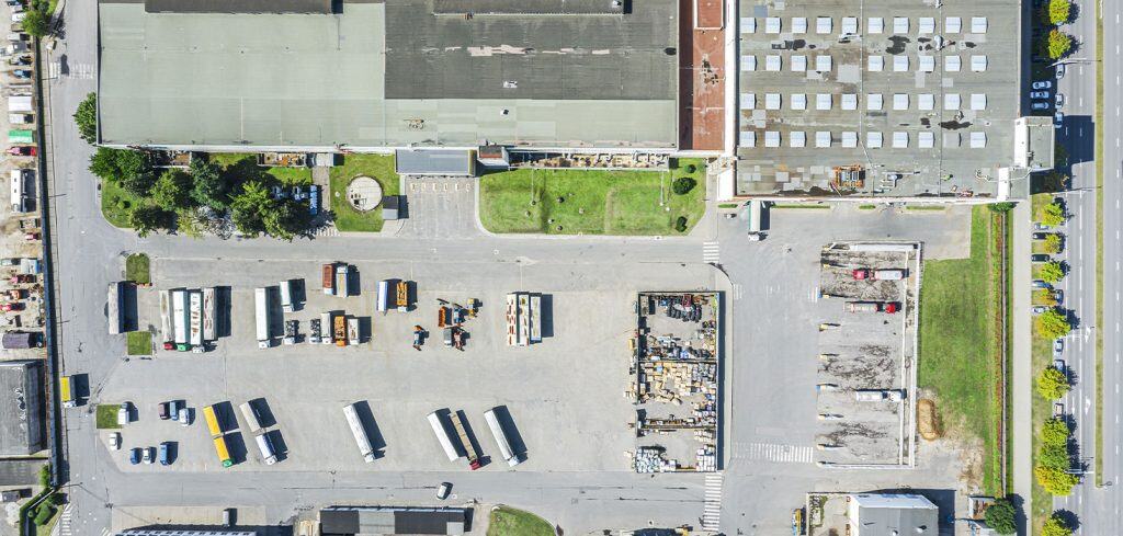 Aerial view of industrial park.