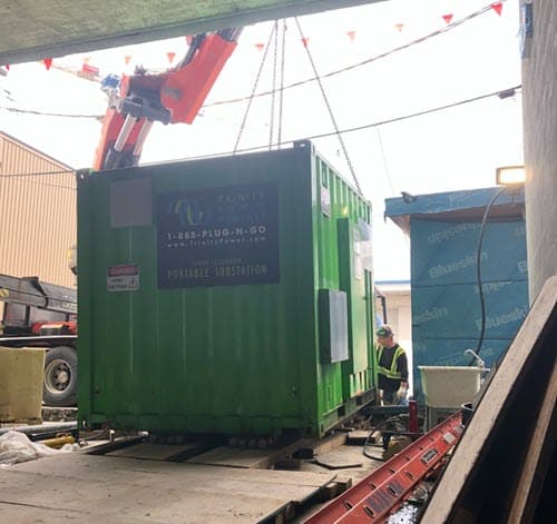 A substation being places an underground parking.