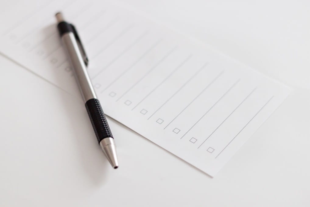 Pen and checklist