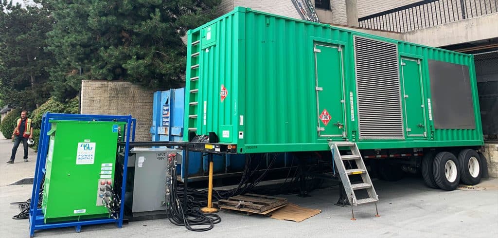 Generator outside a department store.