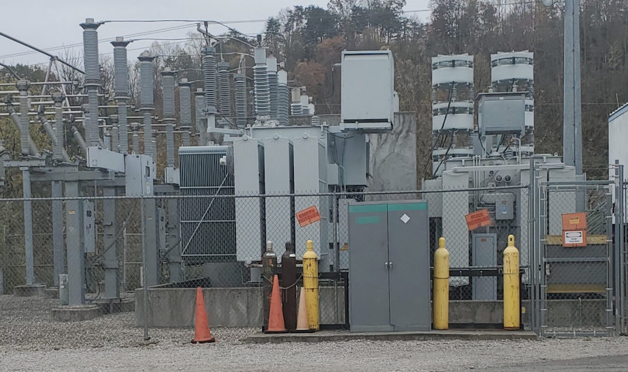 Electrical Transformers Behind Fence